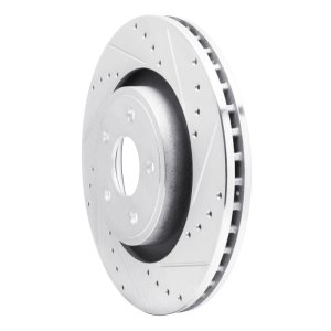 Jeep Grand Cherokee Brake Rotor (1) - Front Right - R1 Concepts - Drilled & Slotted - Silver - `06-`10